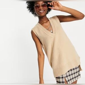 QED London Women's Oversized Tank Sleeveless Sweater  Black Size S/M